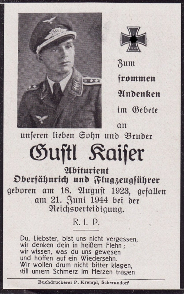(1) Ofhr. Gustl Kaiser + 21.06.1944